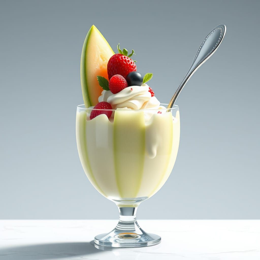 Vibrant Melon Parfait in Cyberpunk 3D Art