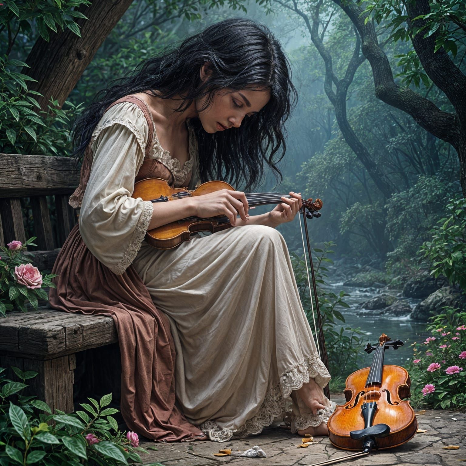 Woman's Broken Violin Reveals a Fantasy