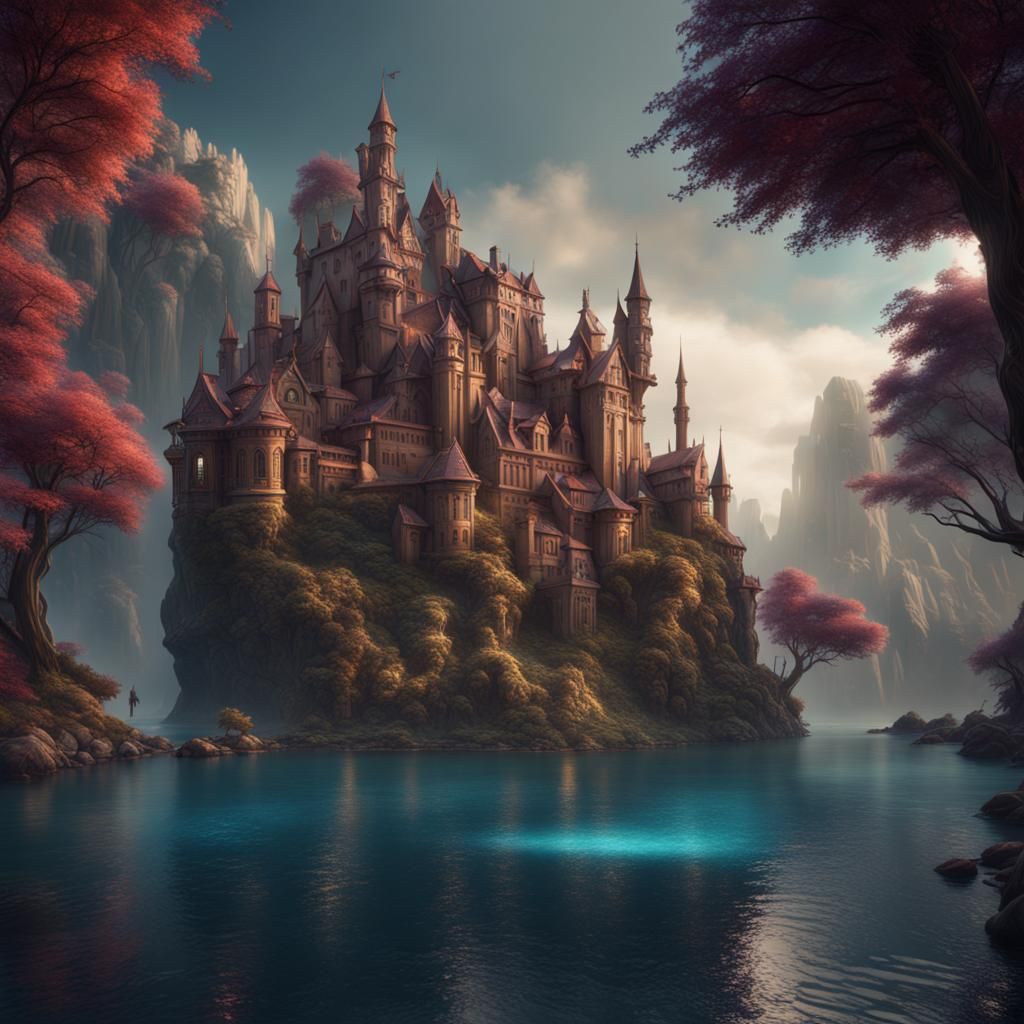 Fantastical Flamingo in Detailed Matte Painting