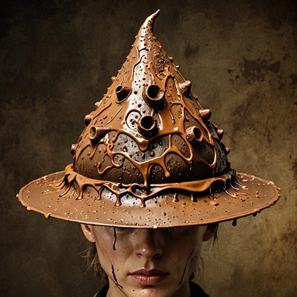 Grotesque Feces Hat: Surreal Concept Art