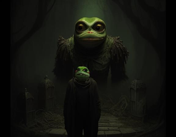 Horror Pepe the Frog in Doré Style