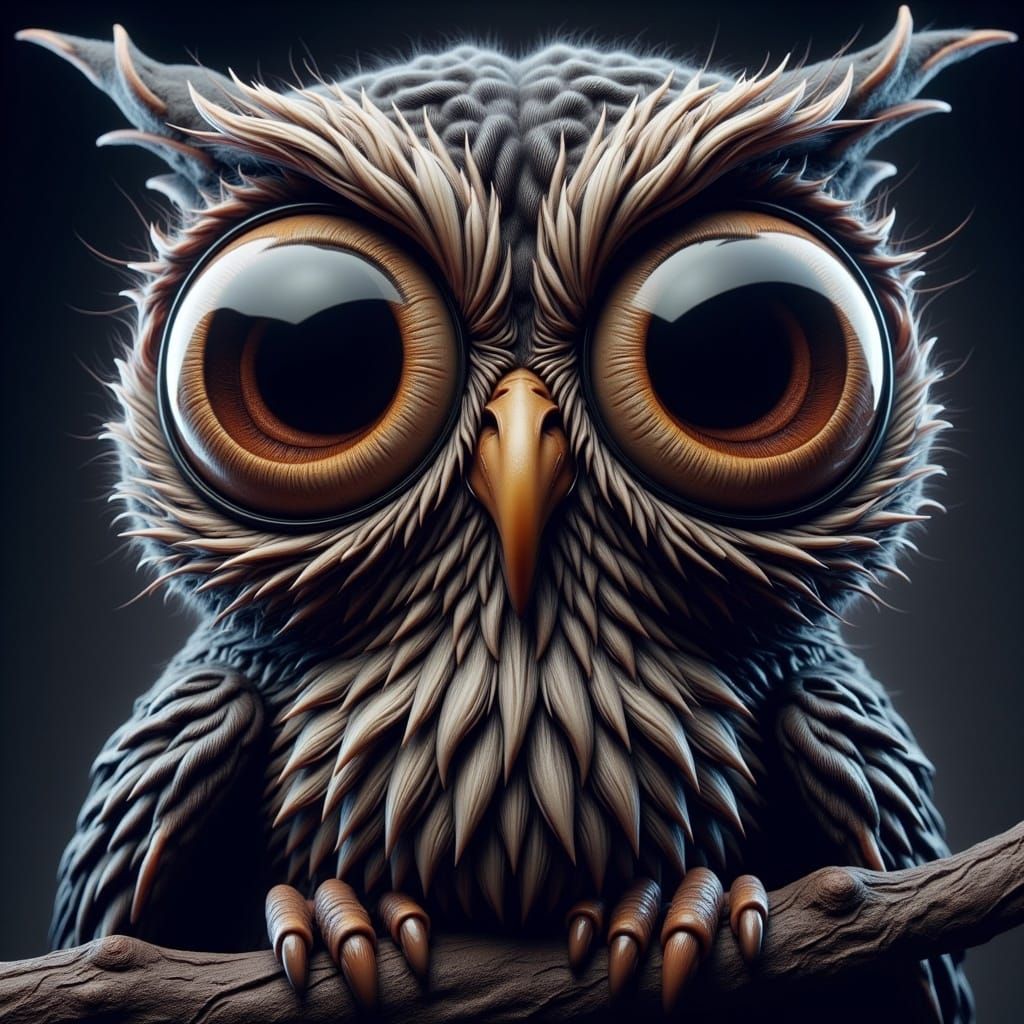 Whimsical Owl Figurine Perched on Branch