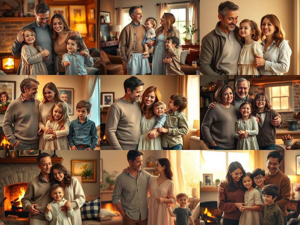 Warm Family Portrait in Cozy Living Room