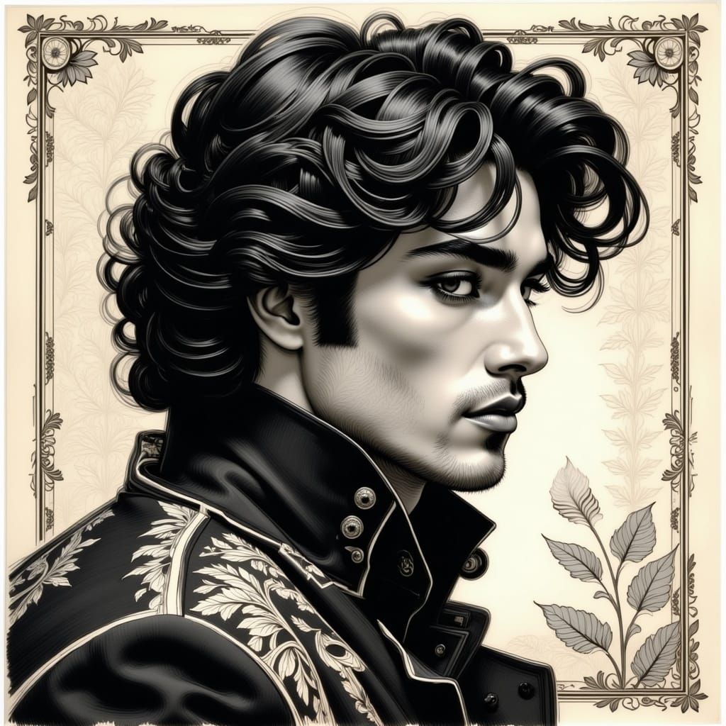 Sketch with a touch of Schiele and Mucha