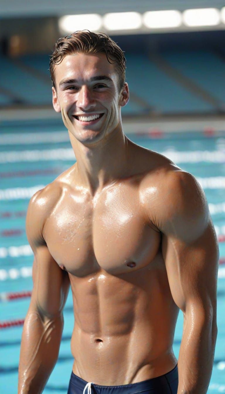 Chiseled Athlete Smiles with Confidence
