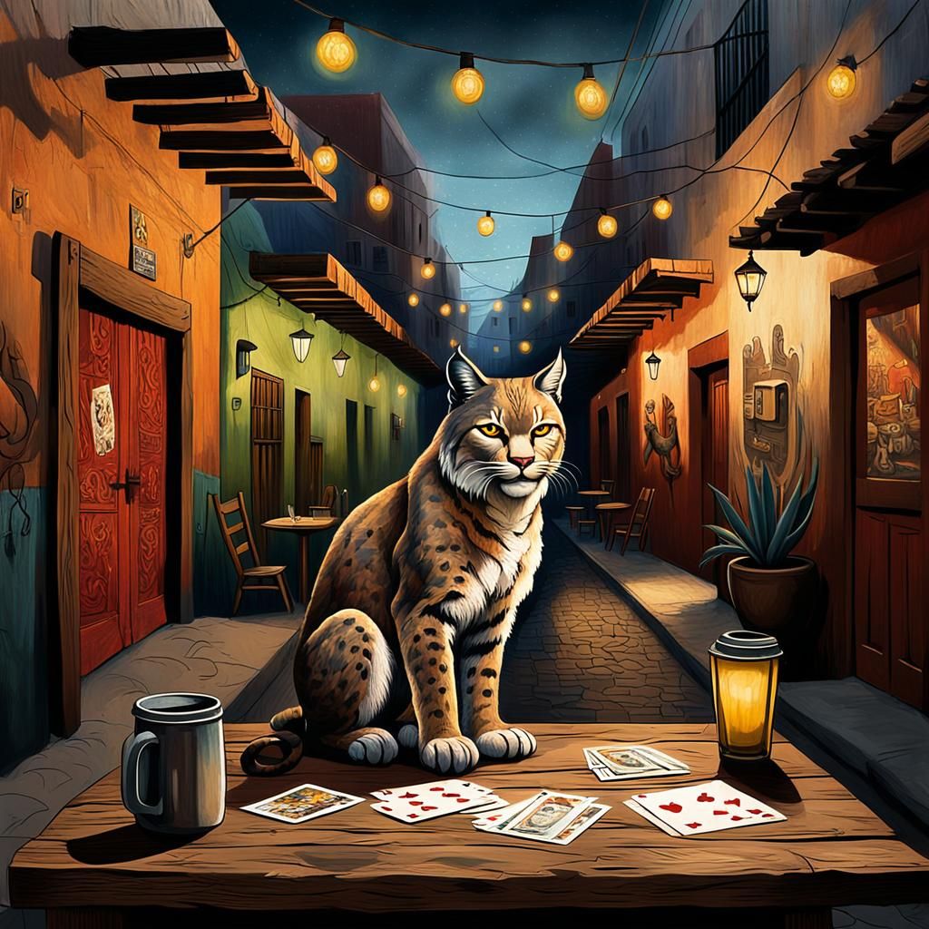 Anthropomorphic Animals Play Poker in Muralist Style