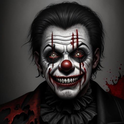 Terrifying Clown Emerges from Darkness in Gritty Digital Pai...