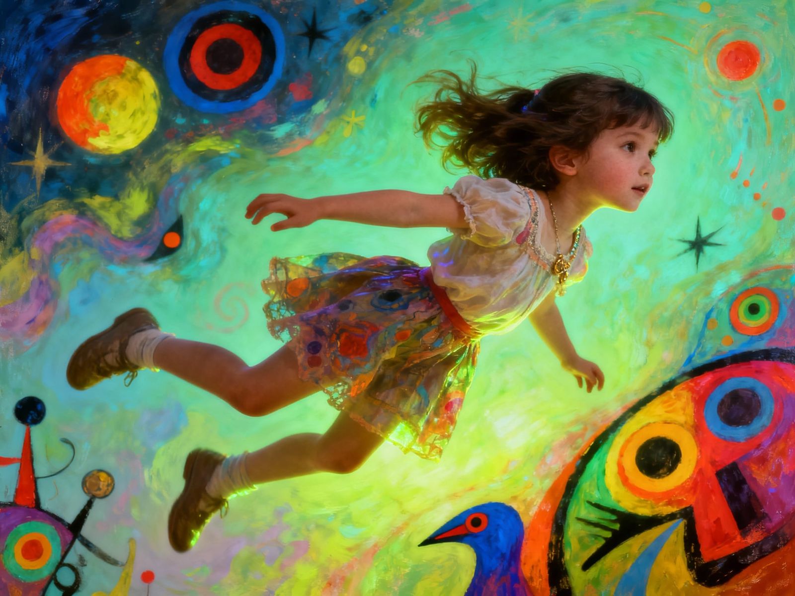 Stylish Girl Searching Life's Meaning in Zero Gravity