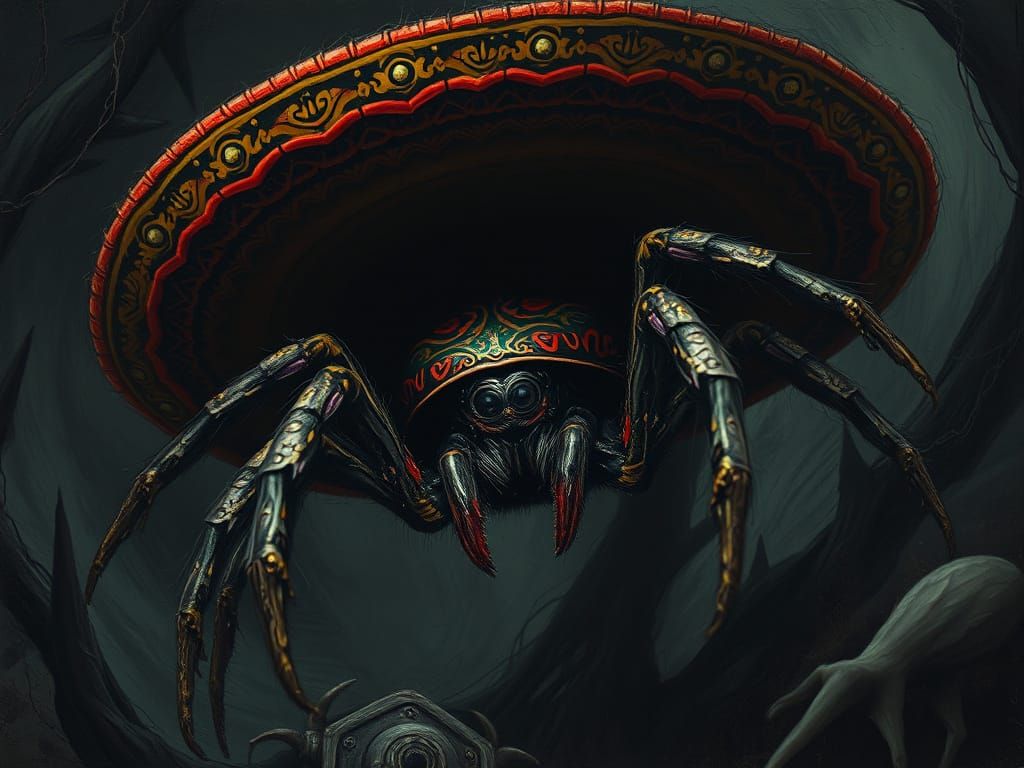 Spider in Sombrero: Dark Fantasy Etching