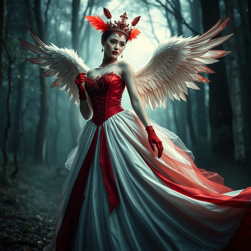 Gothic Vampire in Flowing Gown, as Digital Art