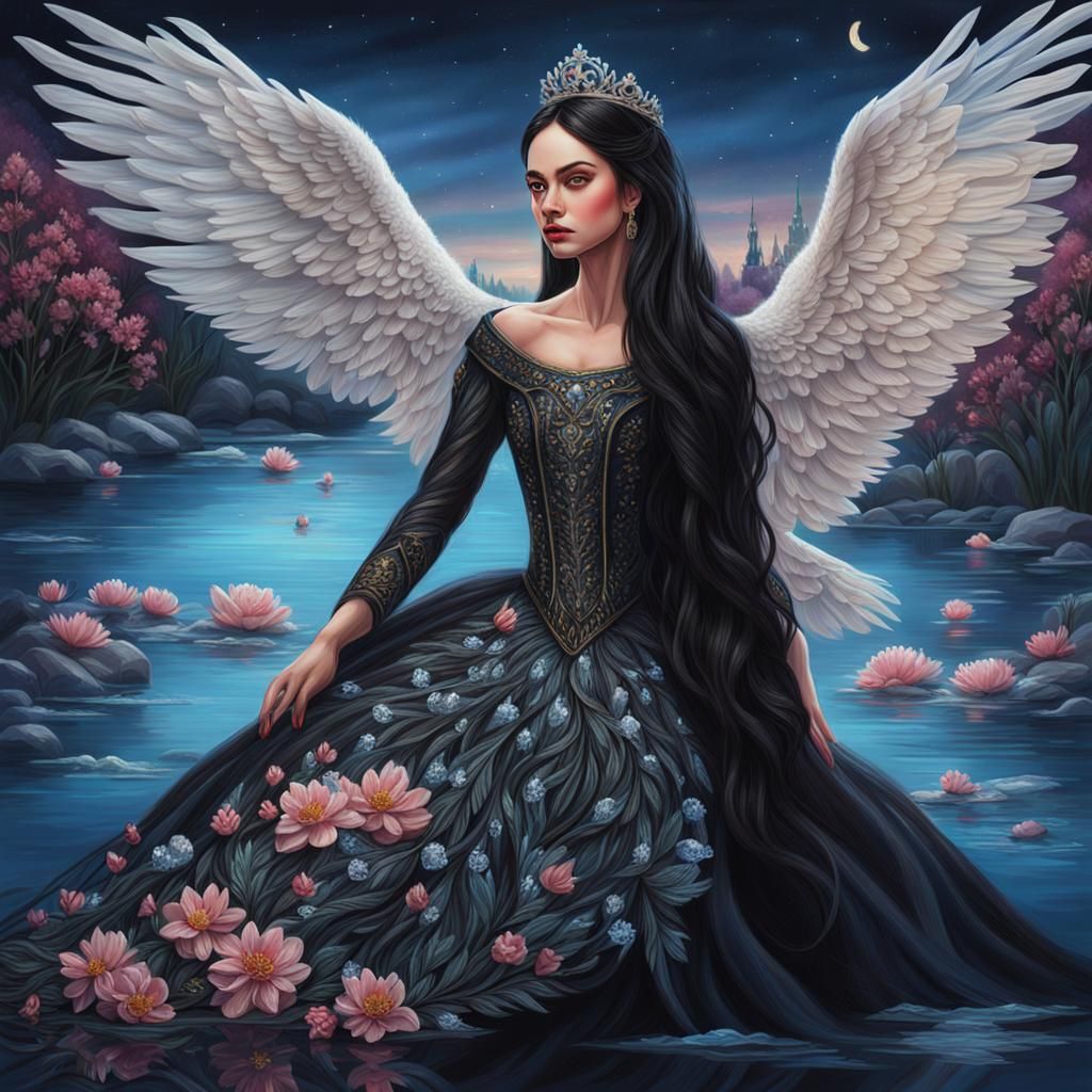 Black Swan Princess on Icy Lake