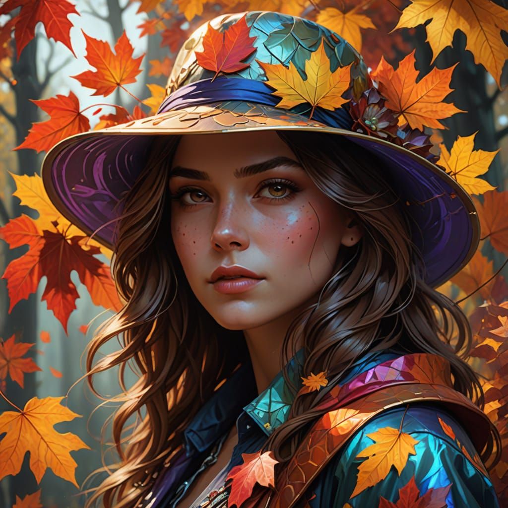Autumn Leaf Hat Concept Art with Mystical Energy