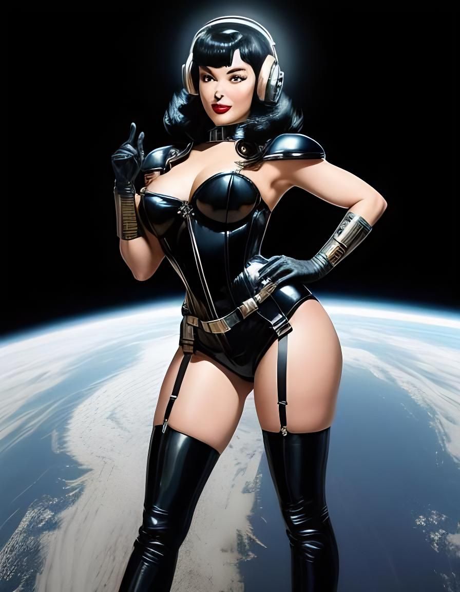 Retro Sci-Fi Pin-Up Girl in Space