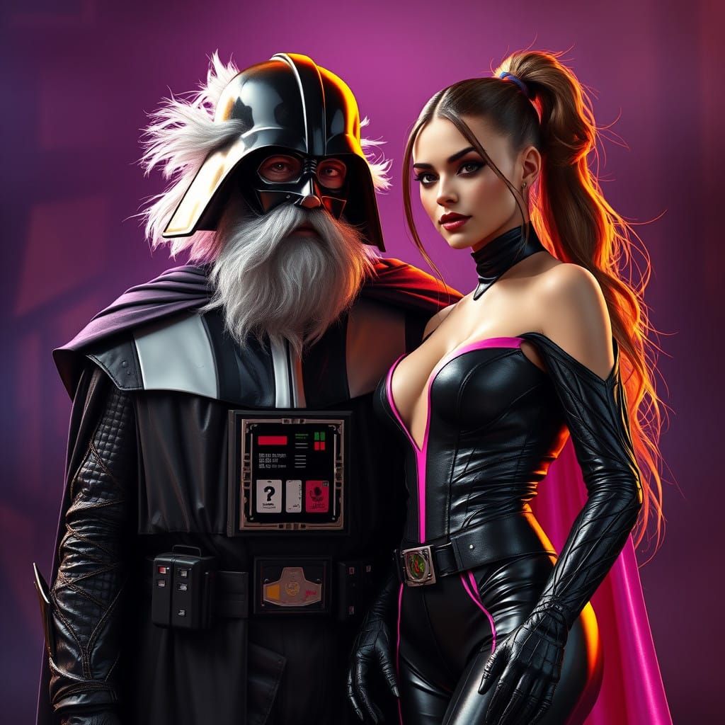 Gruff Elderly Gentleman Stands Beside Elegant Woman in Tatte...