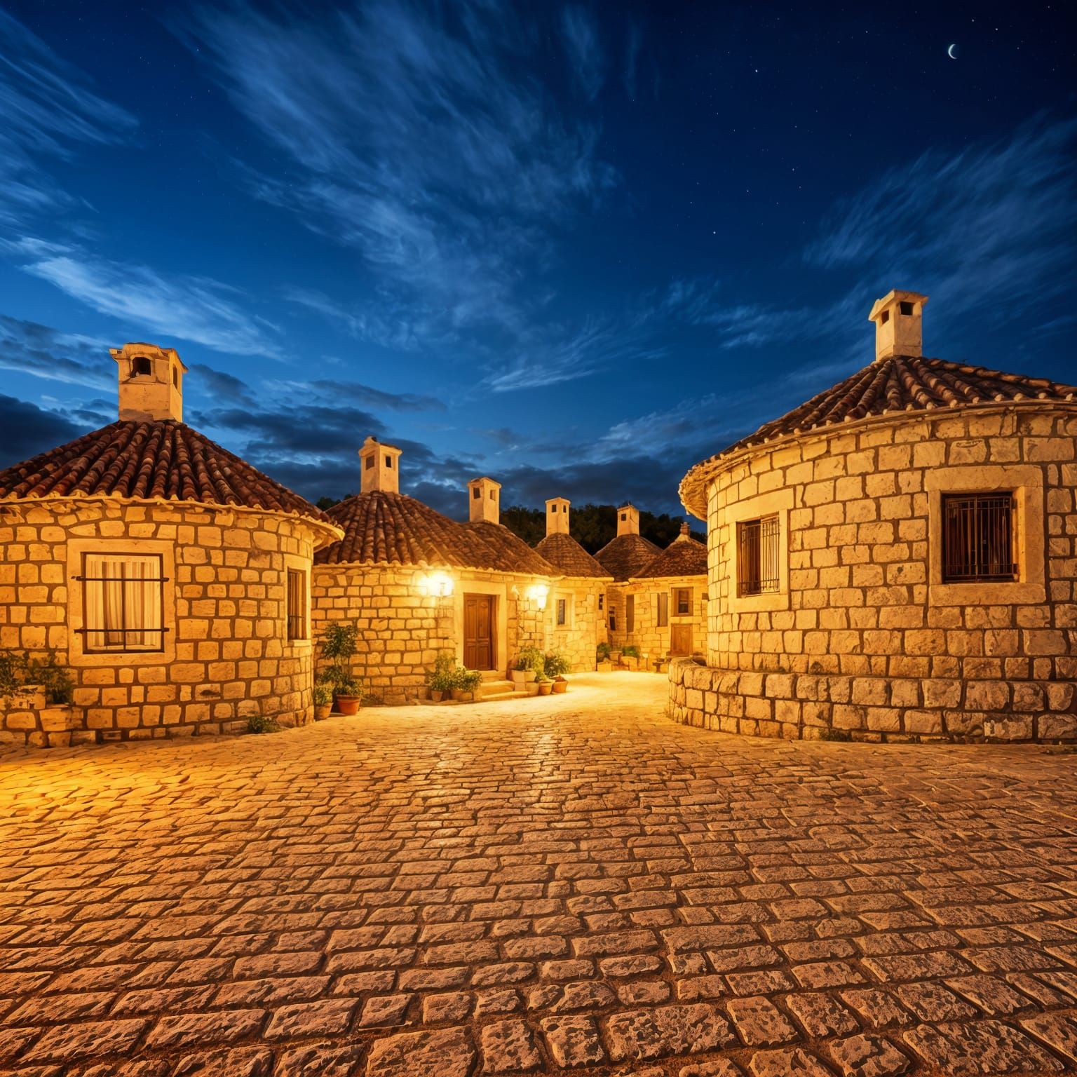 Charming Dalmatian Village at Night Captured in Photorealist...