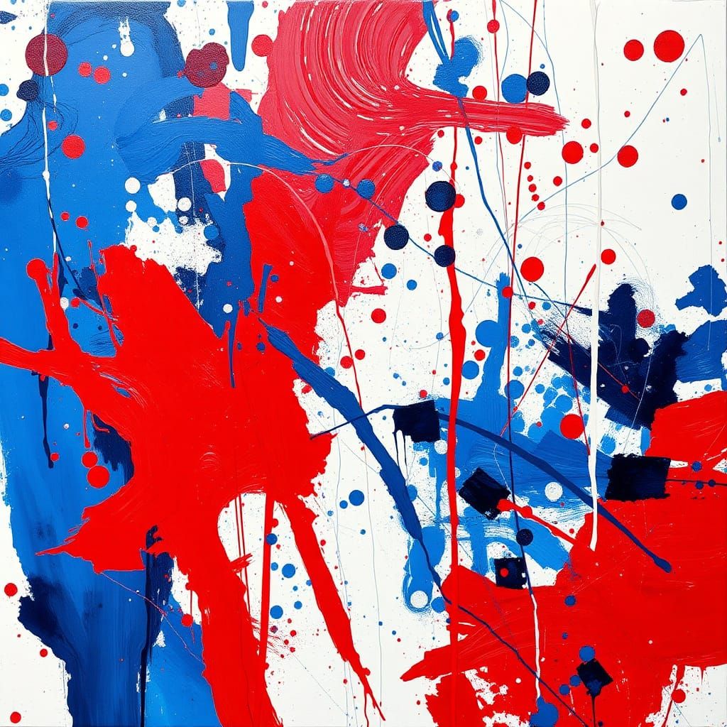 Abstract Expressionist Painting with Ink Splatters