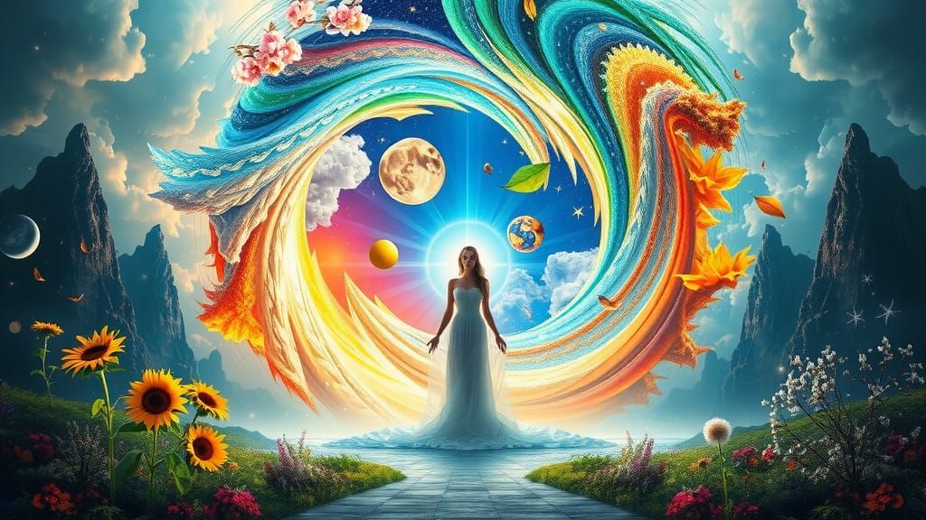 Majestic Vortex Unites Seasons in a Dreamlike Landscape