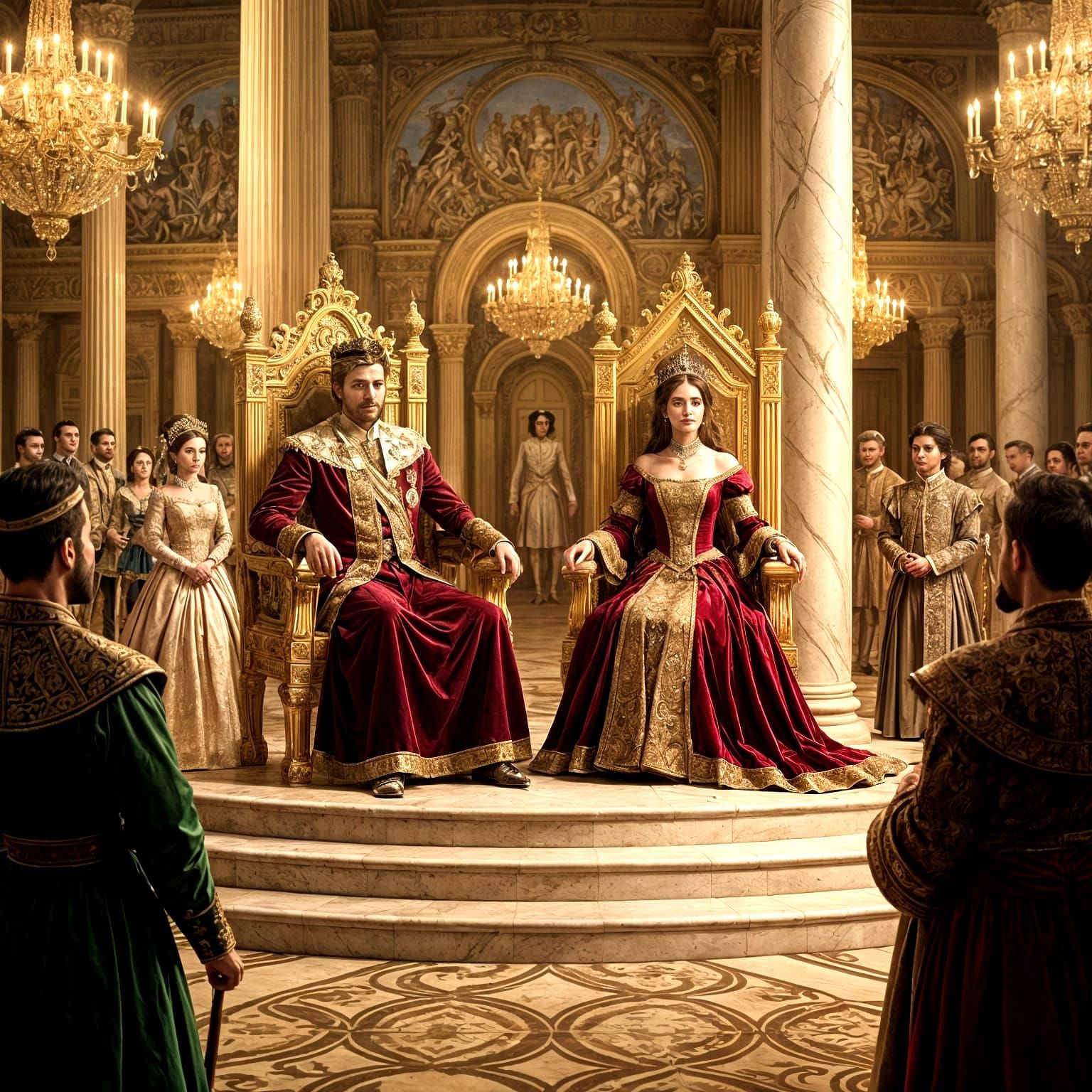 Lavish Palace Ball with Dancing Courtiers