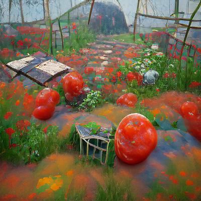 Tomato Garden and Overgrown Greenhouse
