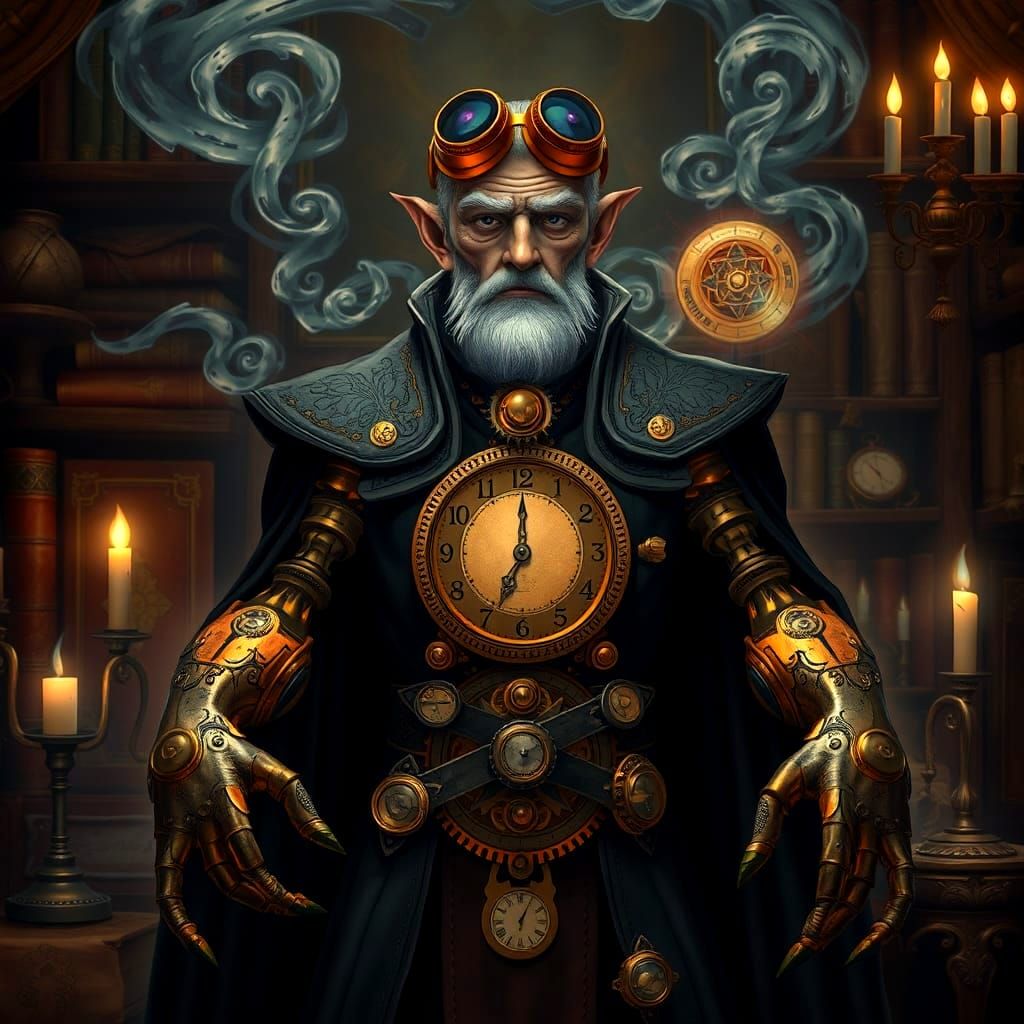 AI-Generated Clockwork Mage Illustration