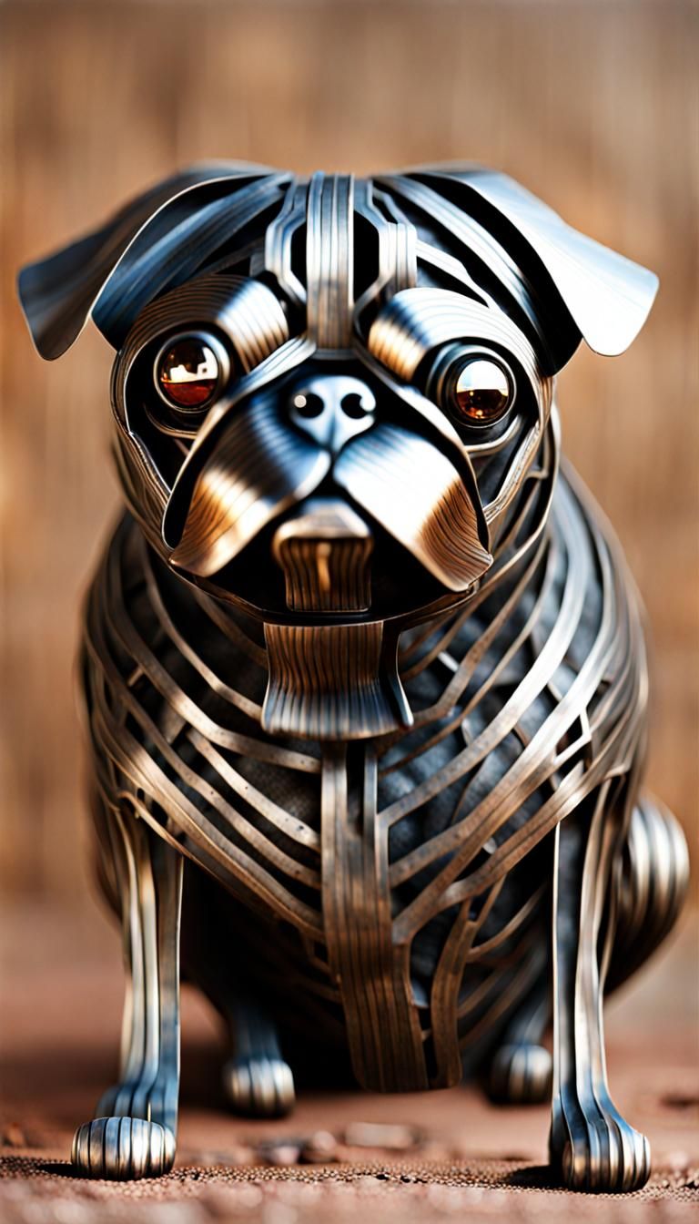 Metal Pug Sculpture: A Modern Art Creation