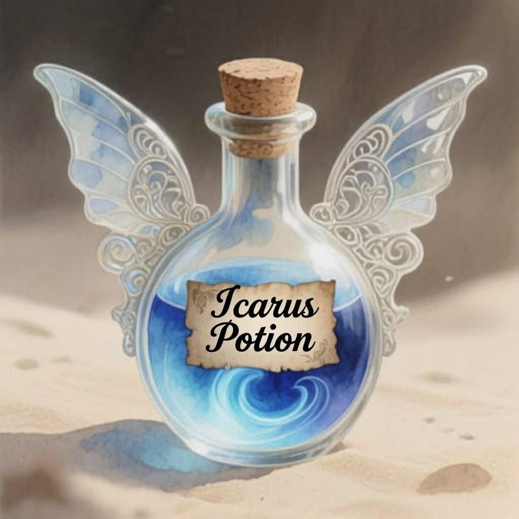 Icarus Potion Label Handwritten Script