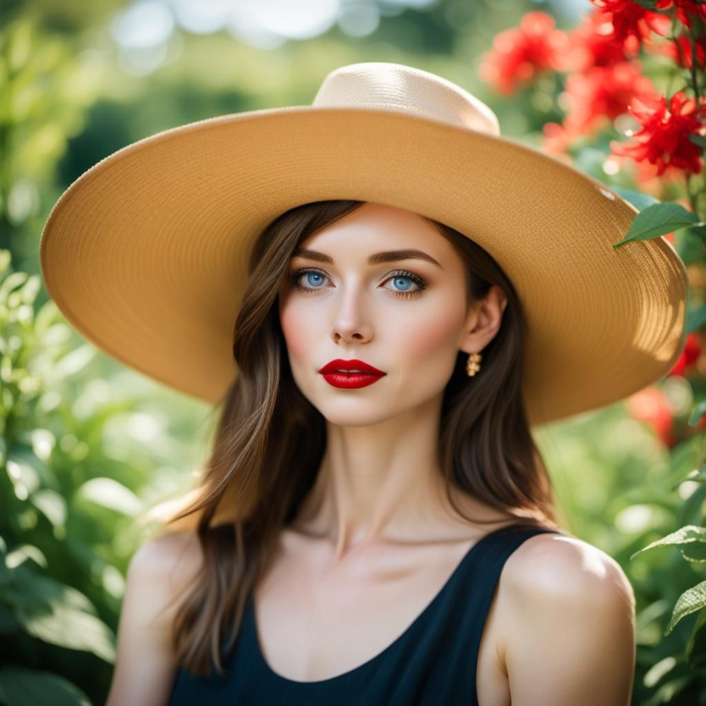 Woman in Wide-Brimmed Hat Portrait