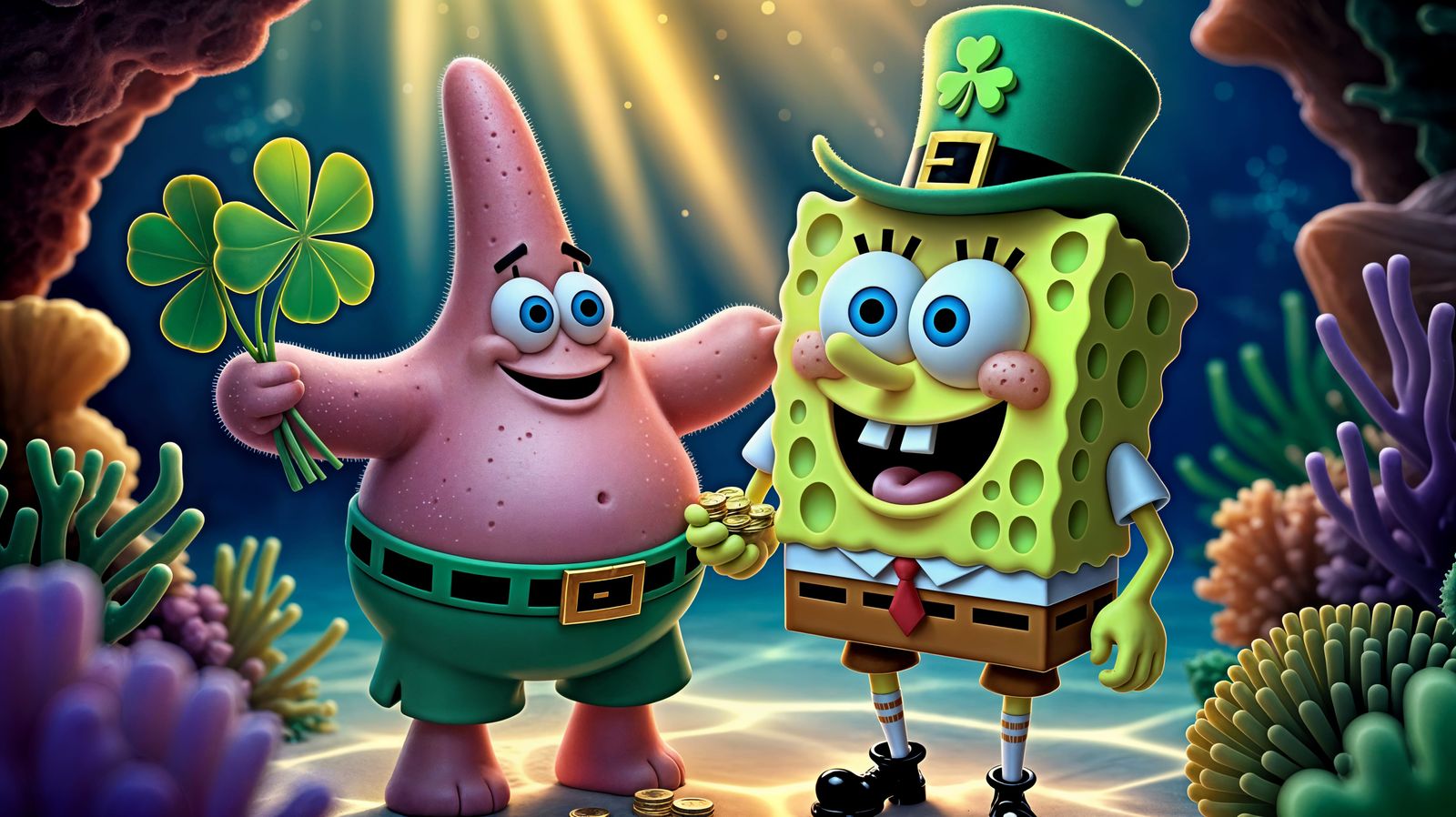 SpongeBob Celebrates St. Patrick's Day Underwater