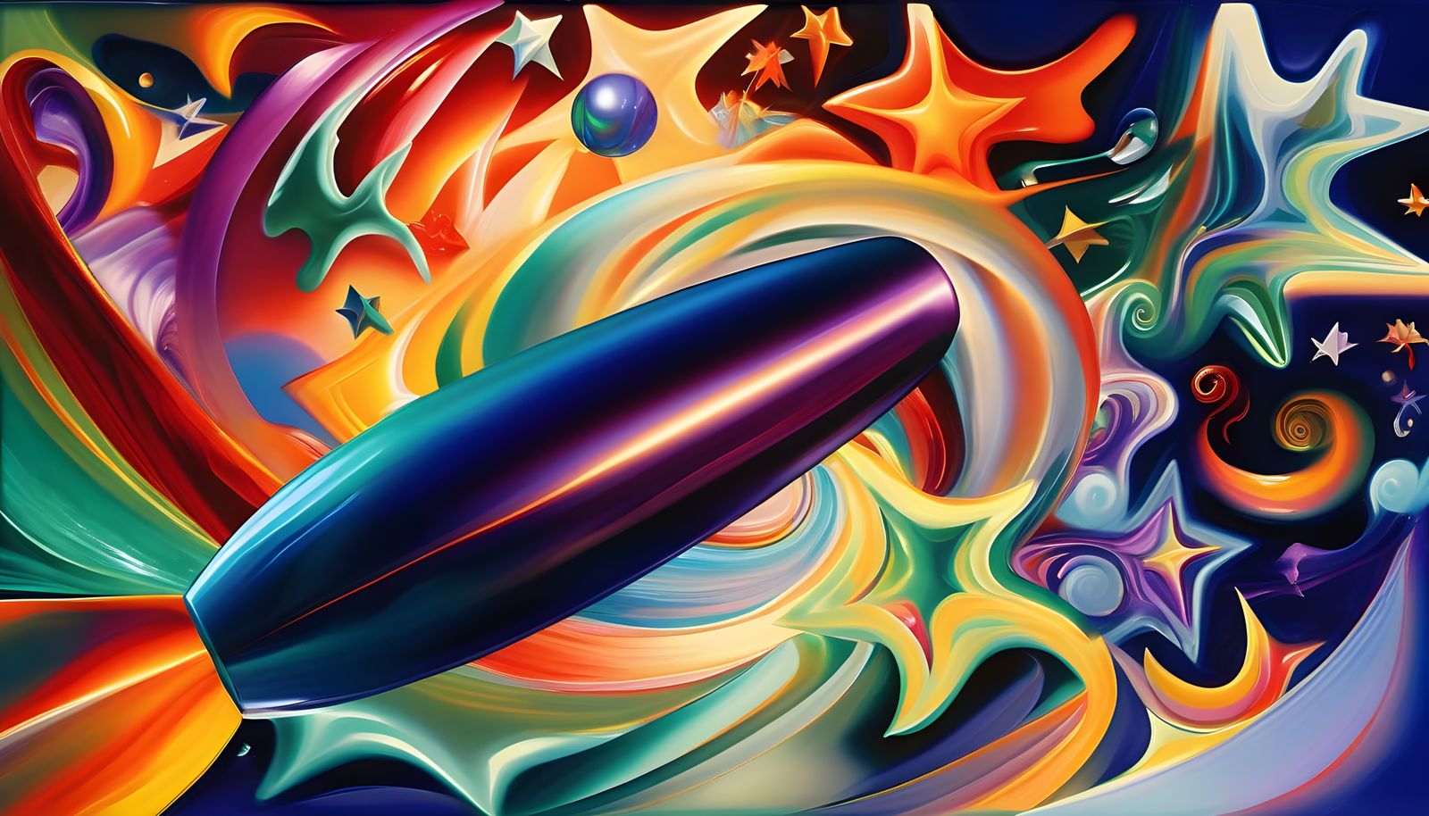 Surreal Cosmic Vortex in Miraculous Antipasto Oil Painting