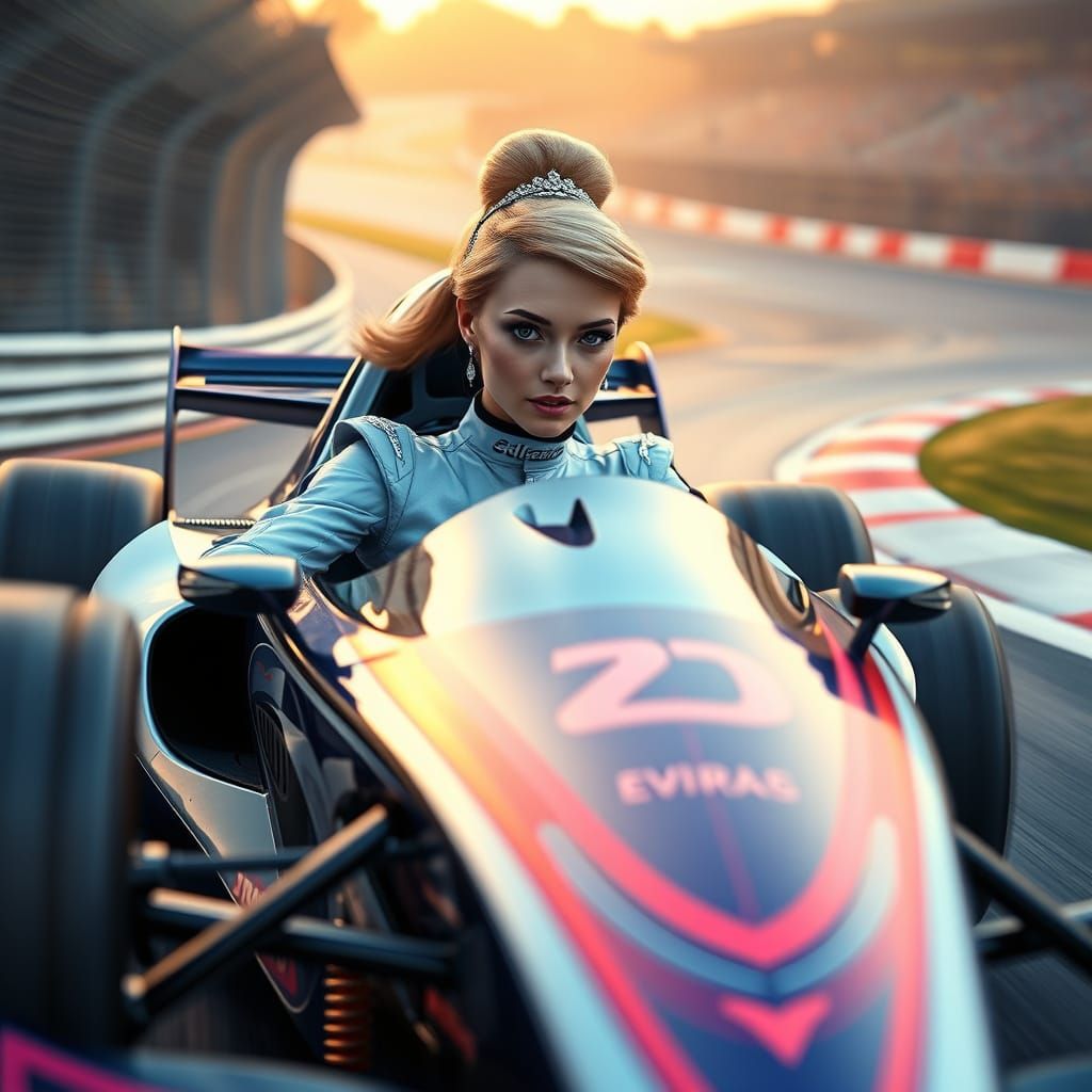 Cinderella Reimagined as Race Car Driver on Grand Prix Track