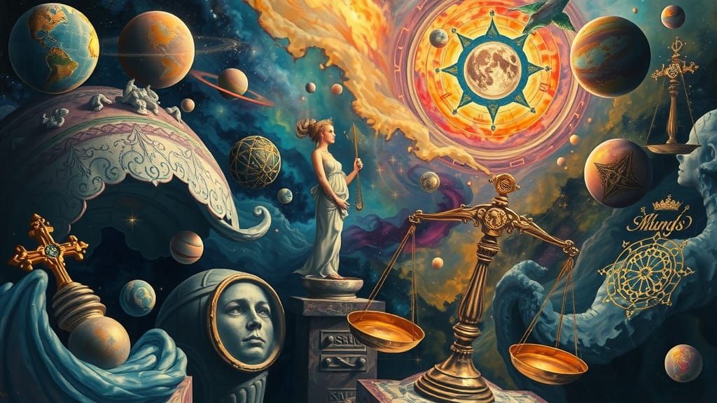 Surreal Cosmic Justice in Vibrant, Dreamlike Realism
