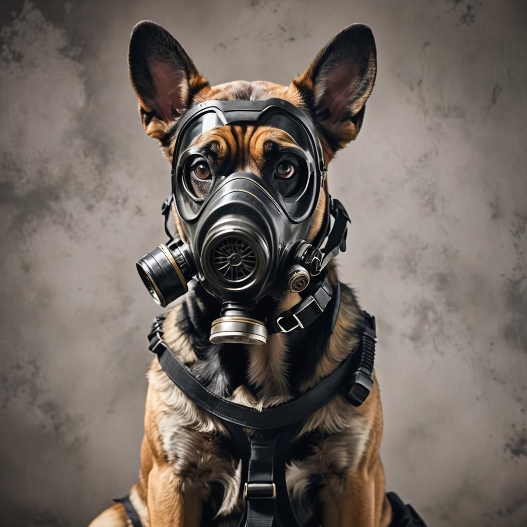 Dog in Gas Mask: Professional Photography