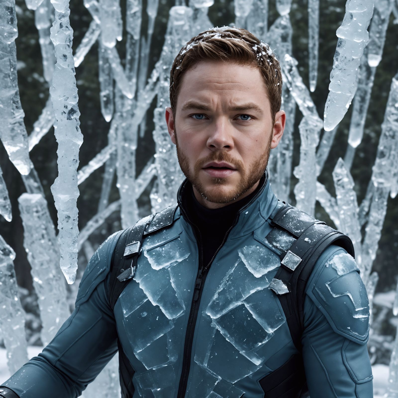 Ice Mutant Superhero with Cold Breath in 8K