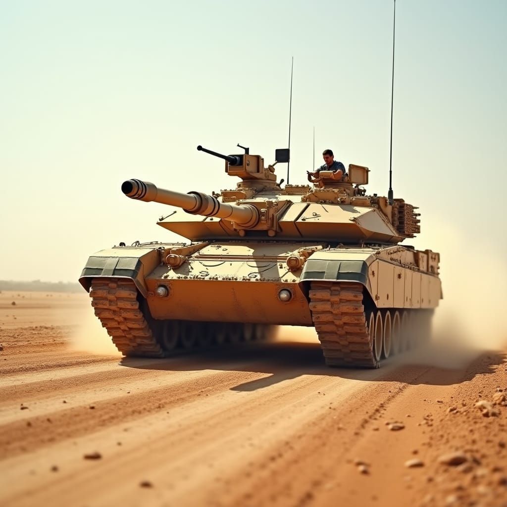 M1A2 Abrams Tank in Iraqi Desert, Hyperrealistic