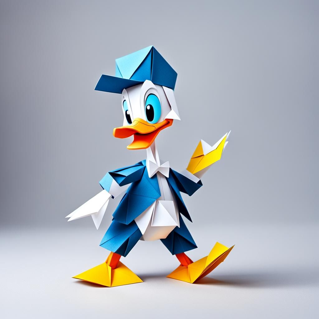 Donald Duck Origami Papercraft Sculpture