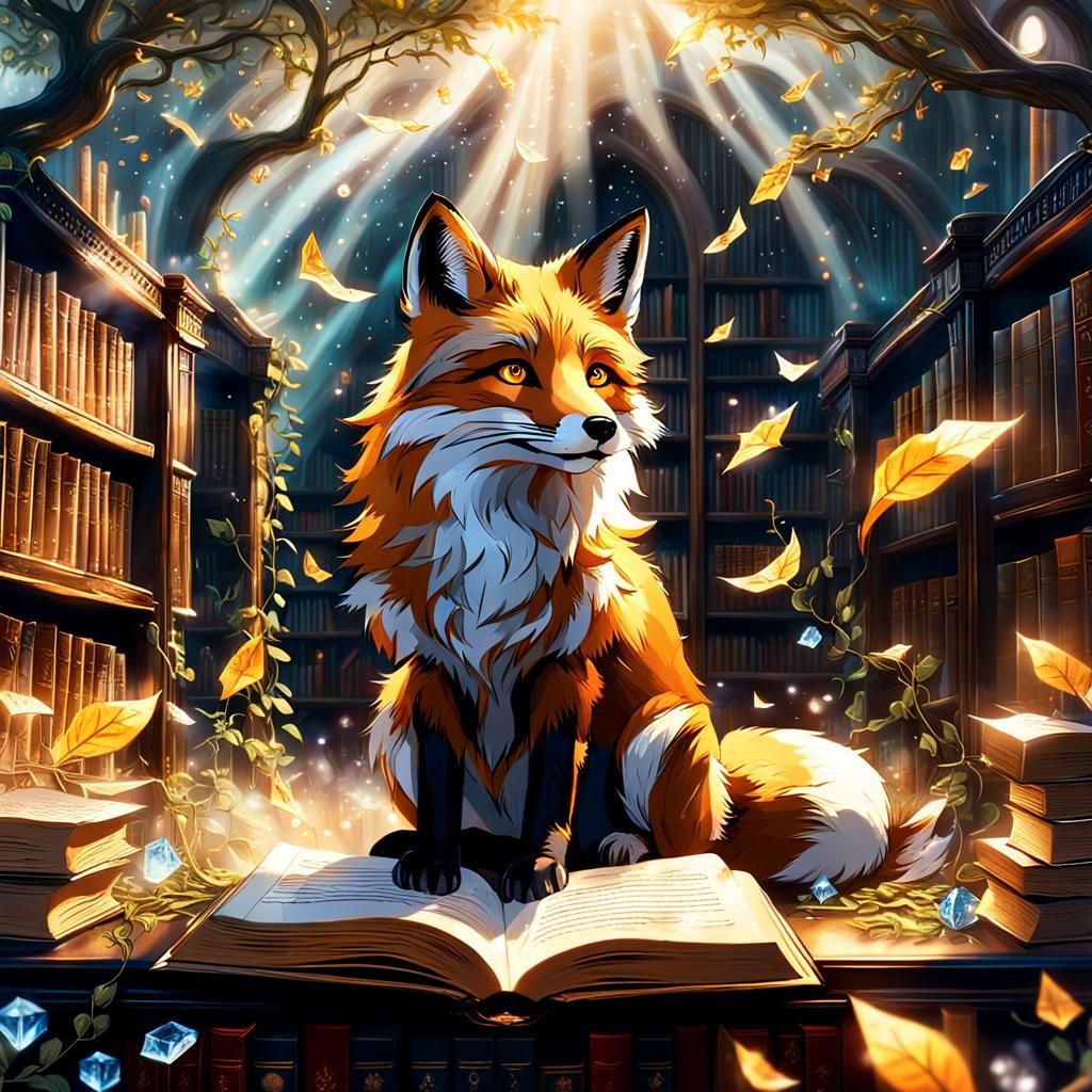 Wise Fox in Ethereal Cloud Library