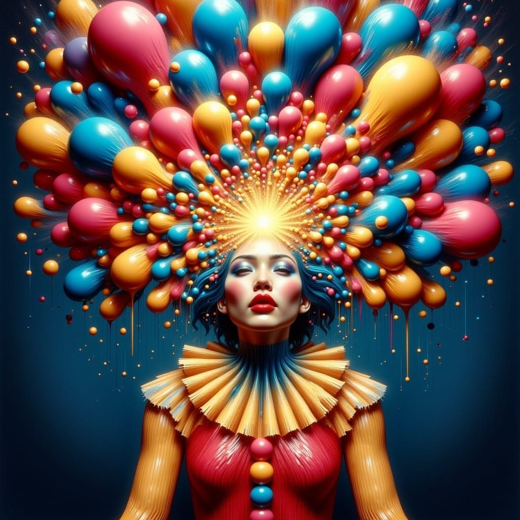 Joyful Clown in a Burst of Balloons