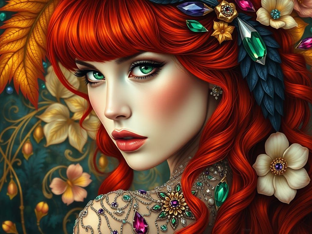 Luxurious Mosaic Goddess in Vibrant Colors