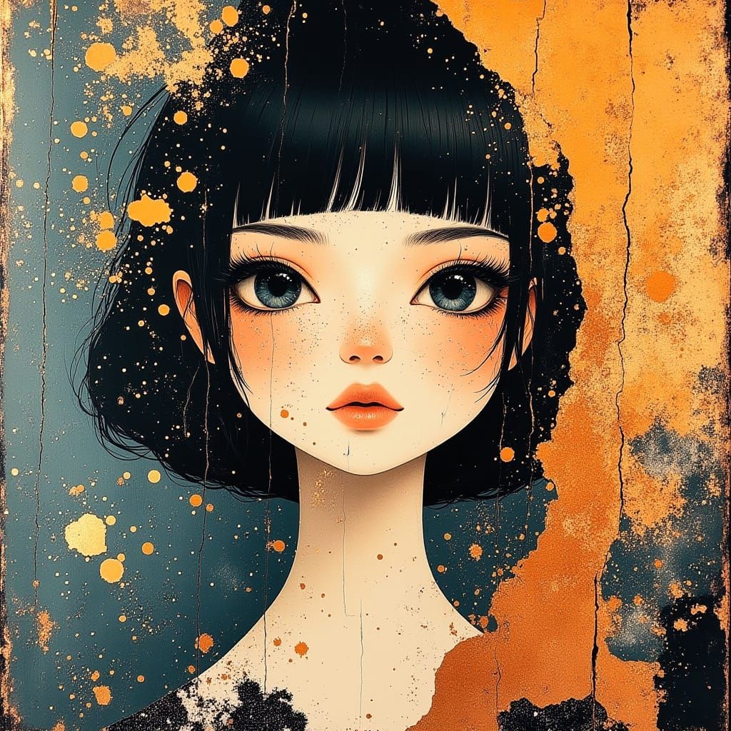 Beautiful Woman Against Vibrant Abstract Background