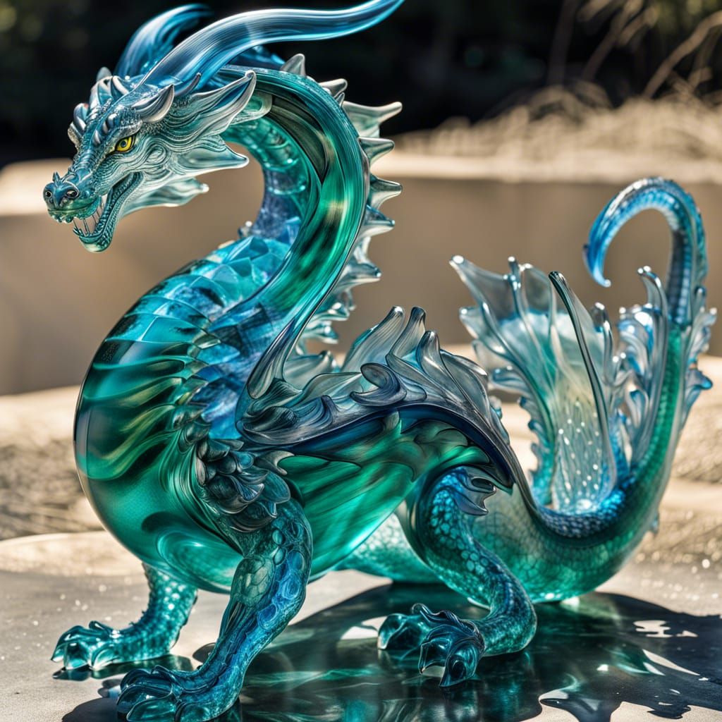 Glass Dragon with Bioluminescent Details