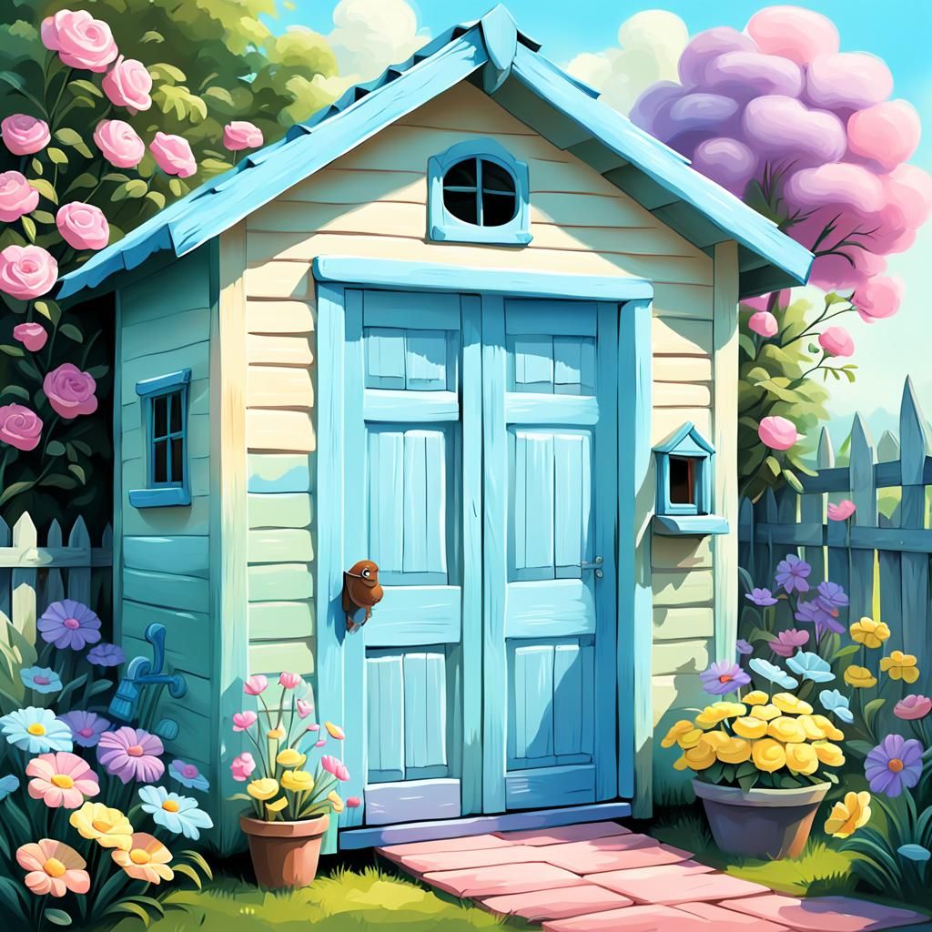 Cute Garden Shed in Pixar Fantasy Style