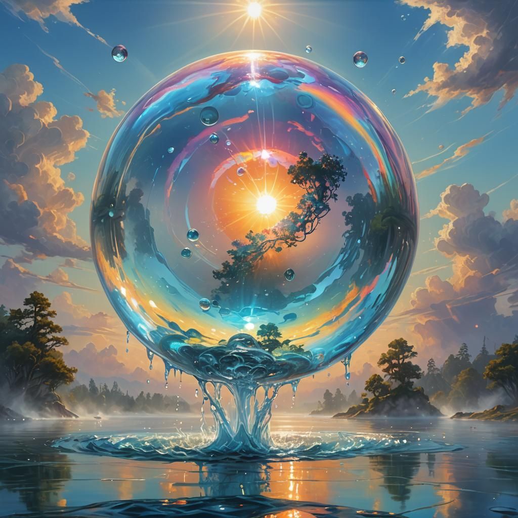 Giant Water Bubble Floating in the Sky