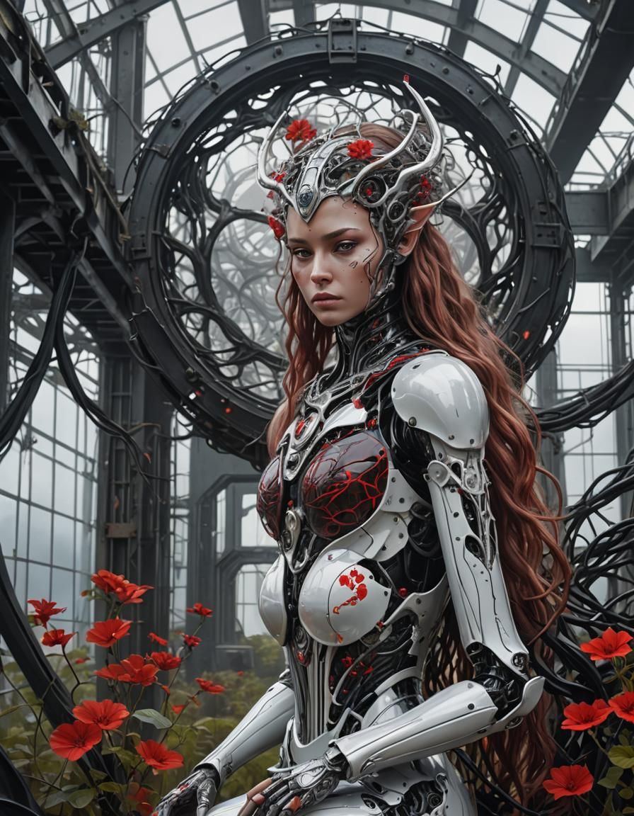 Surreal Humanoid in Eolian Farm, Hyperrealist Illustration