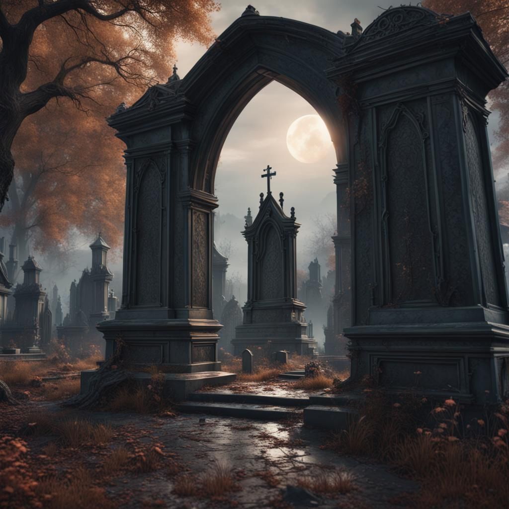 Crying at Graveyard: Detailed Matte Painting