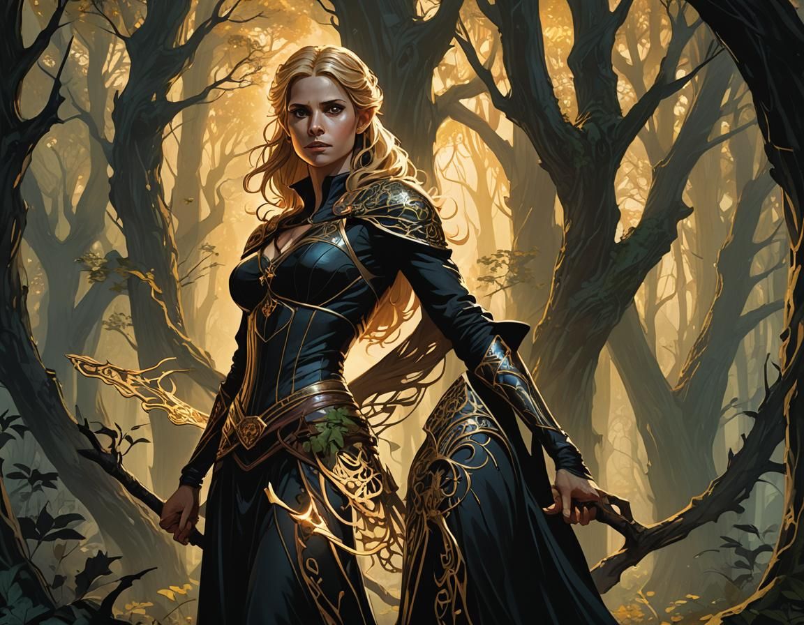 Buffy the vampire slayer a masterpiece, 8k resolution, dark fantasy concept art, by Greg Rutkowski, dynamic lighting, hy...