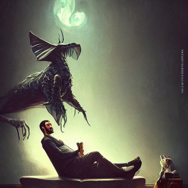 Stoner and Surreal Creature in Fantasy Art Style