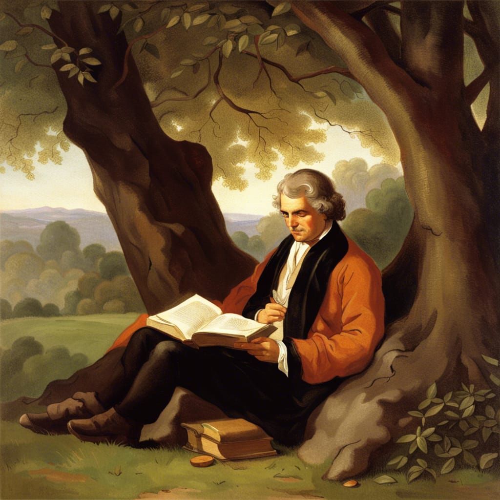 Newton Reading Under a Tree