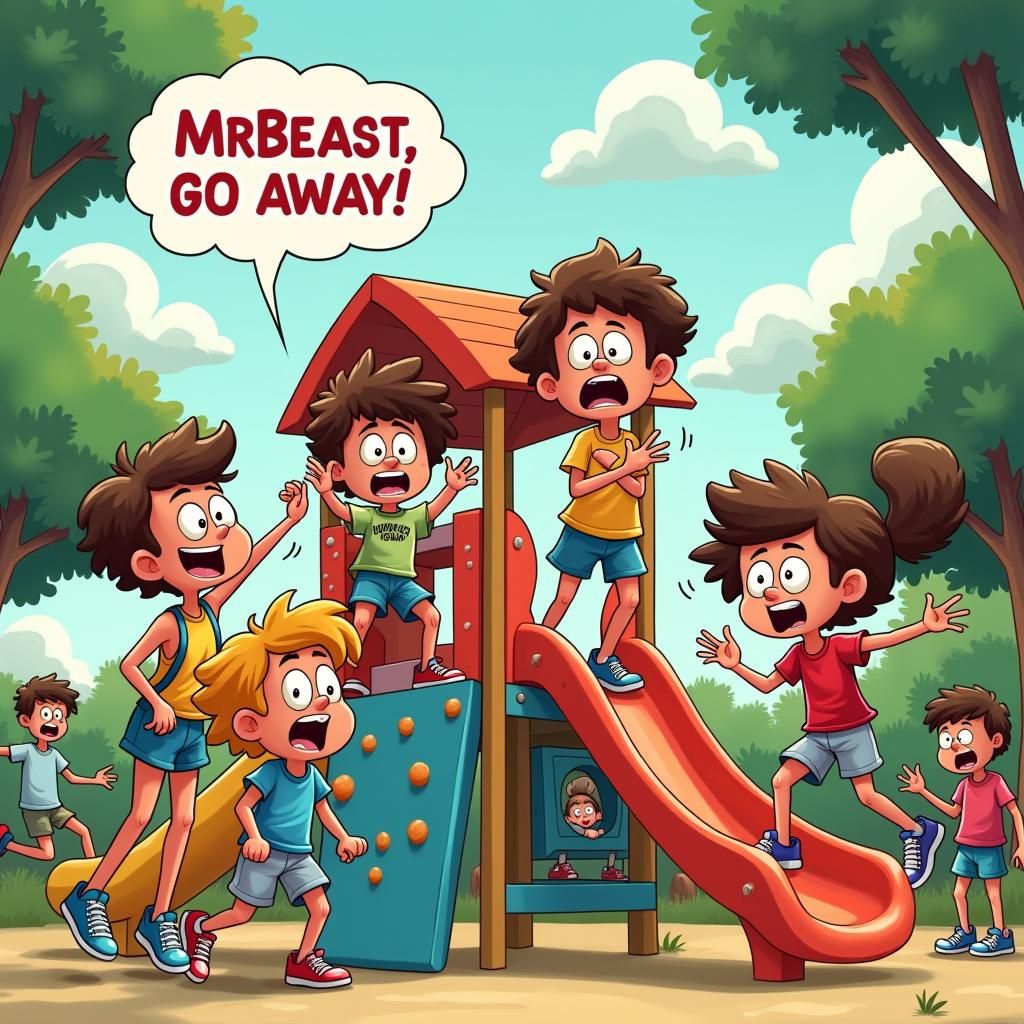 Kids Shouting in a Vibrant Playground Illustration