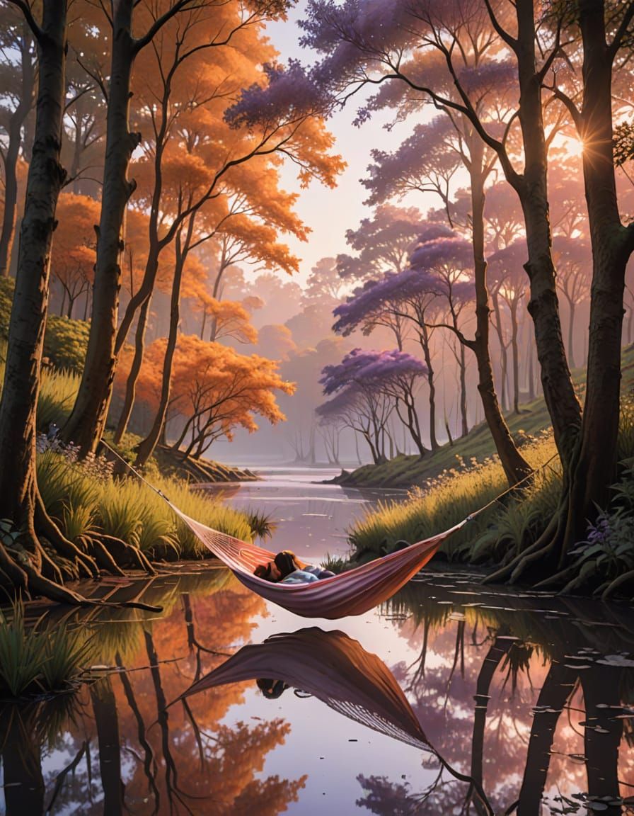 Idyllic Hammock Scene in a Serene Marsh Landscape