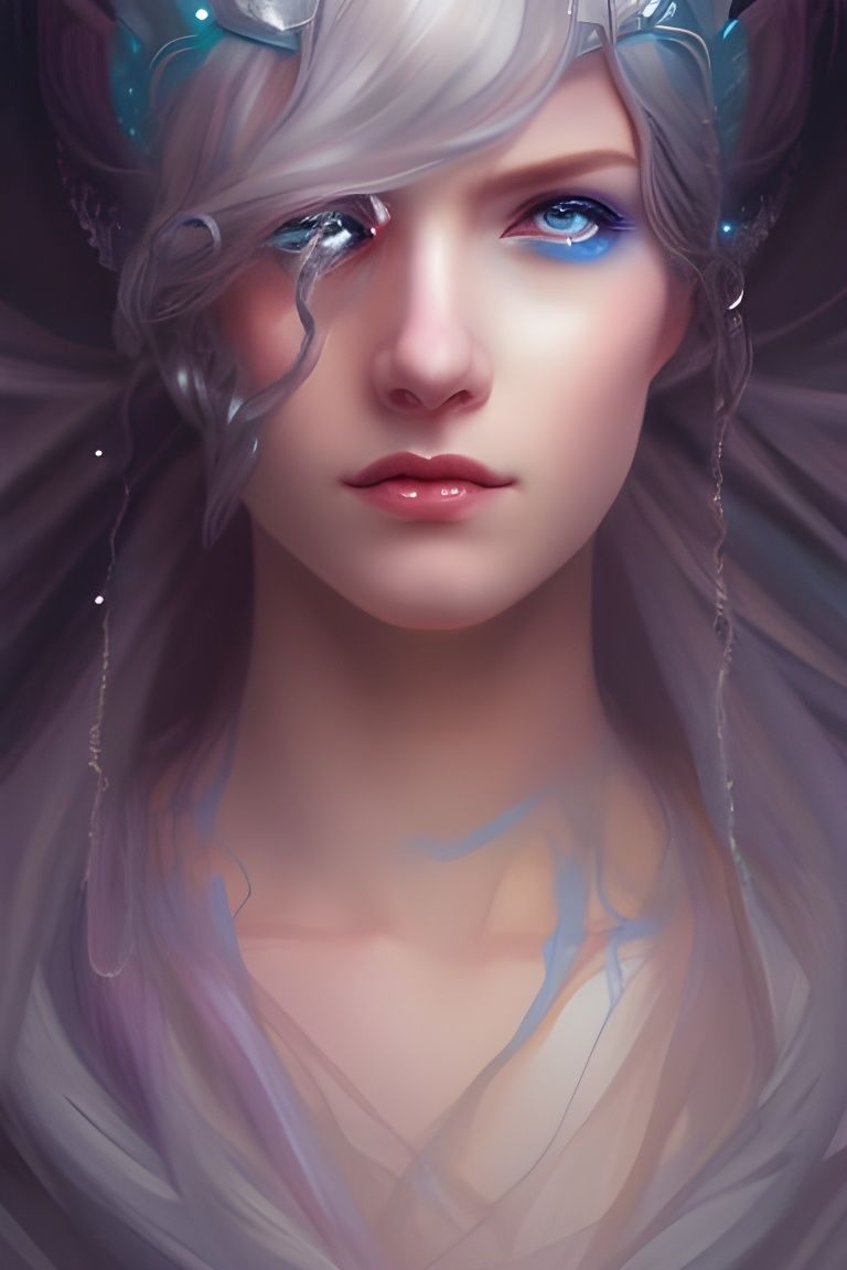 Icy Beauty: Digital Portrait of a Shimmering Ice Queen